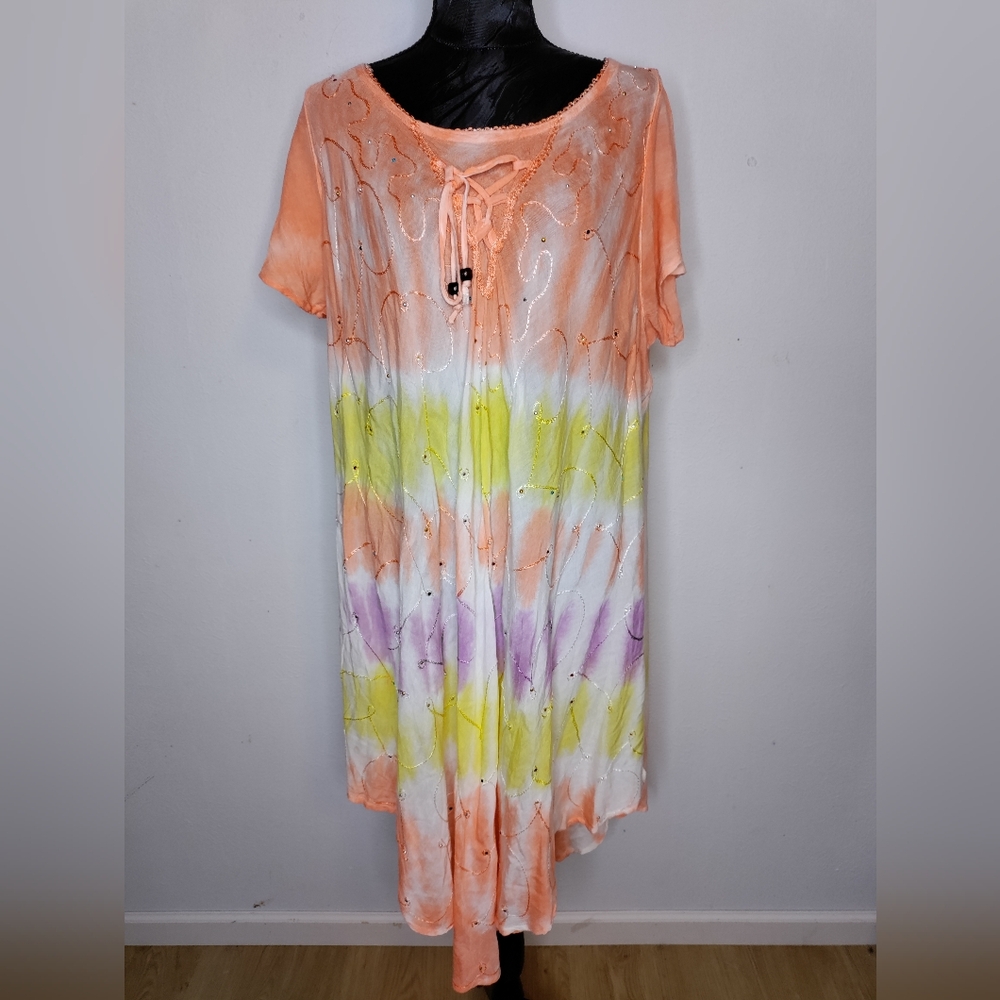 Orange Tie-Dye Maxi Dress